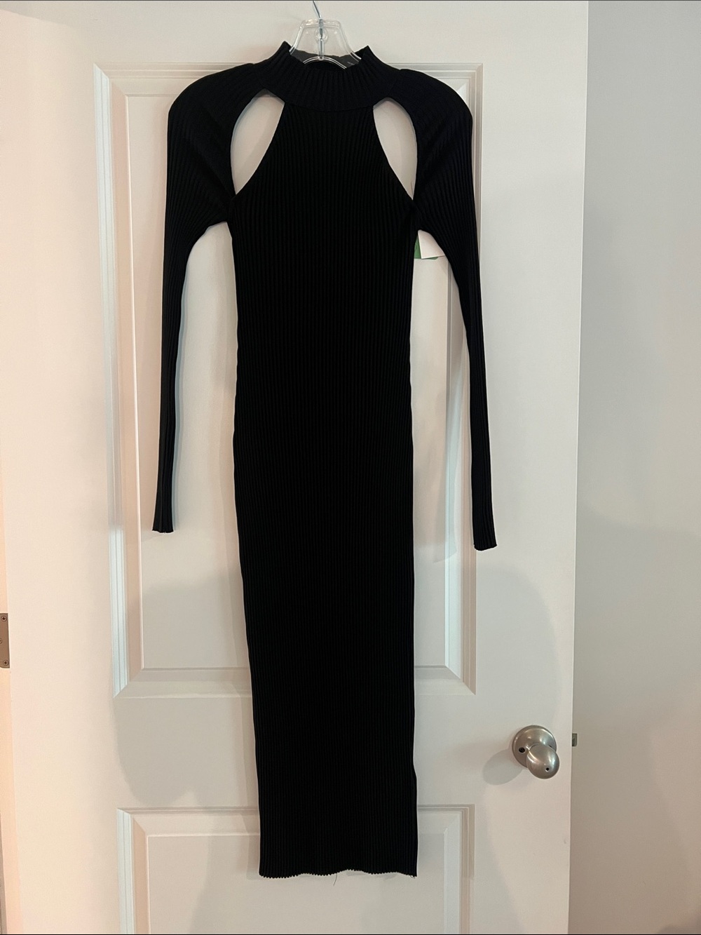 Zara Black Ribbed Cutout Backless Midi Dress